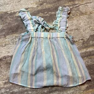 Blu Pepper Striped Ruffle Blouse - Blue and Cream